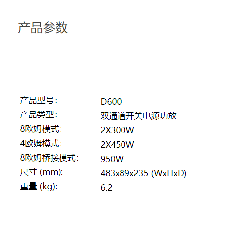 产品参数 产品参数