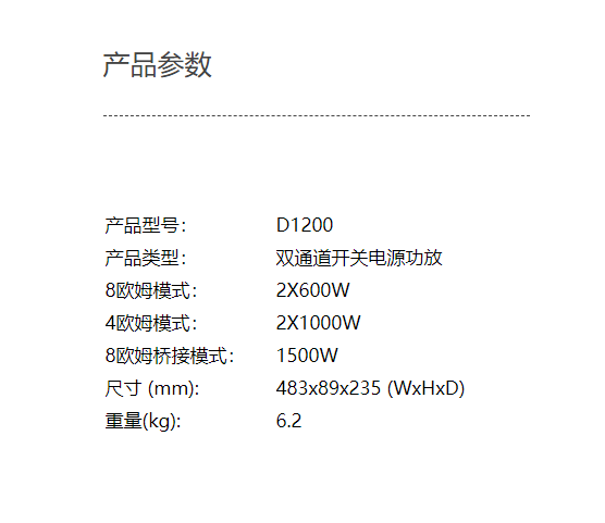 产品参数 产品参数